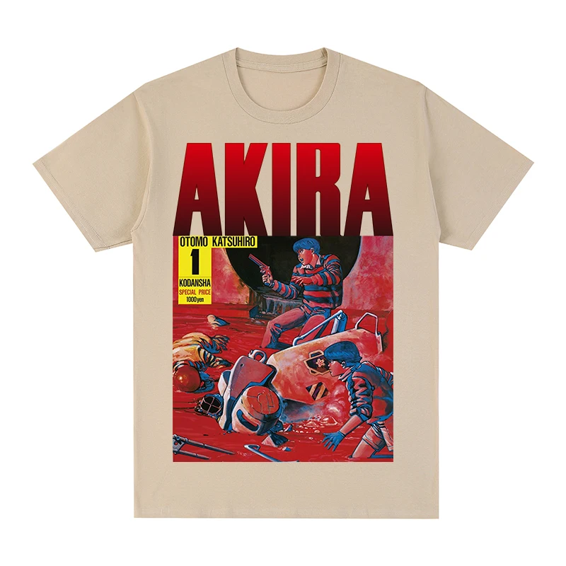 Camiseta Vintage de Algodão Akira Neo Otomo Katsuhiro Anime Cartoon 1988 Natural Manga Tokyo para Homens e Mulheres - Nova Coleção