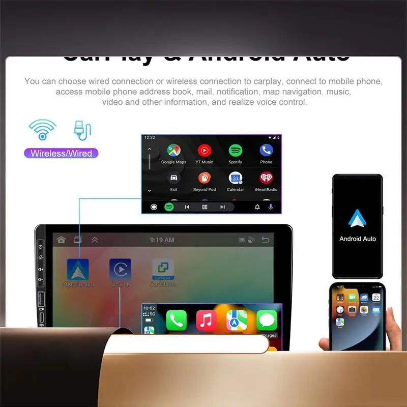 

4G + 64G Carplay Android 13 Автомобильный радиоприемник 9-дюймовый универсальный 2 Din Автомобильный мультимедийный плеер Стерео GPS Wi-Fi FM Bluetooth-N35R