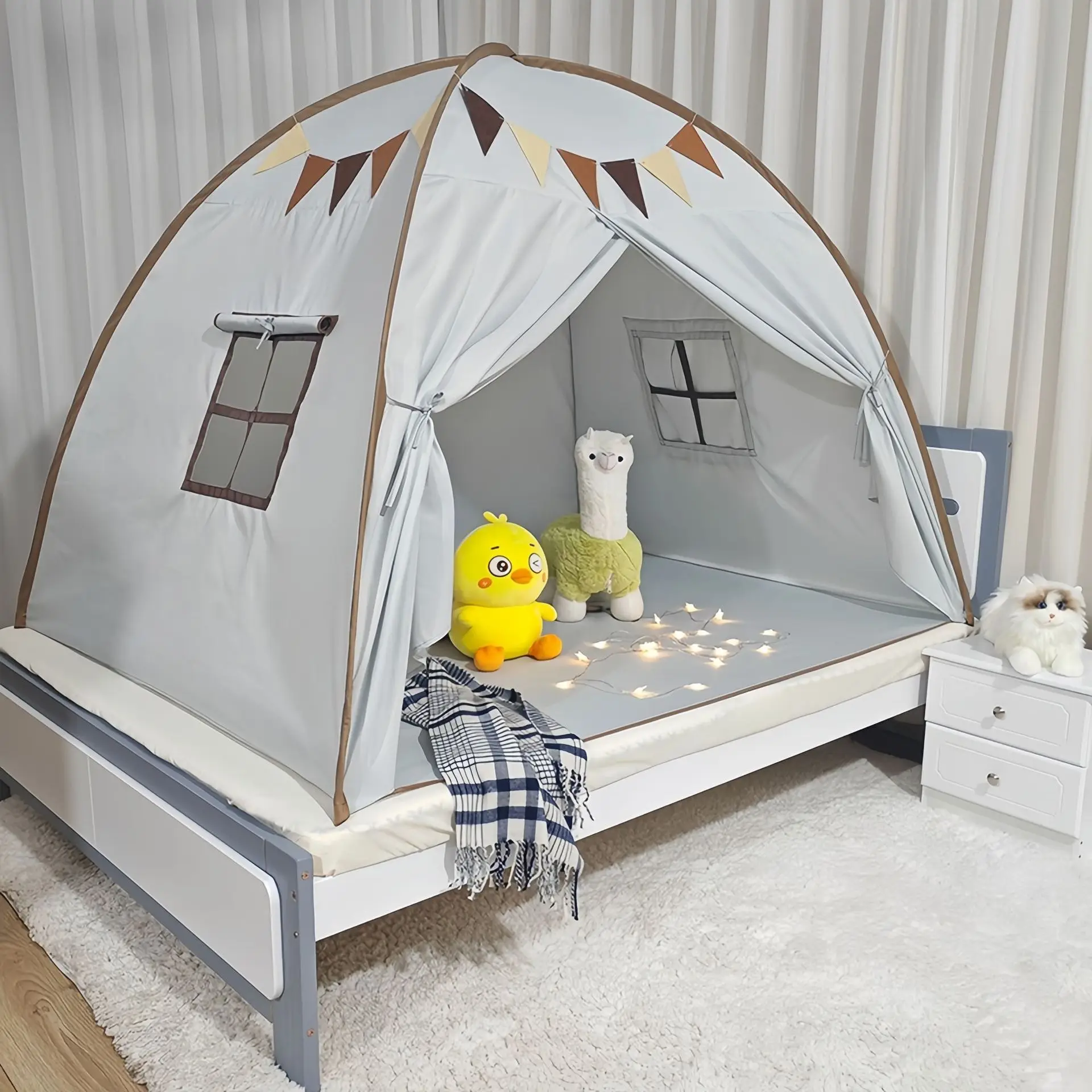 Indoor Floor Bed Kids Tent Play House Children Bed Tent Kids Play Tent Large Size Girls & Boys House Bedroom Privacy Space Sleep
