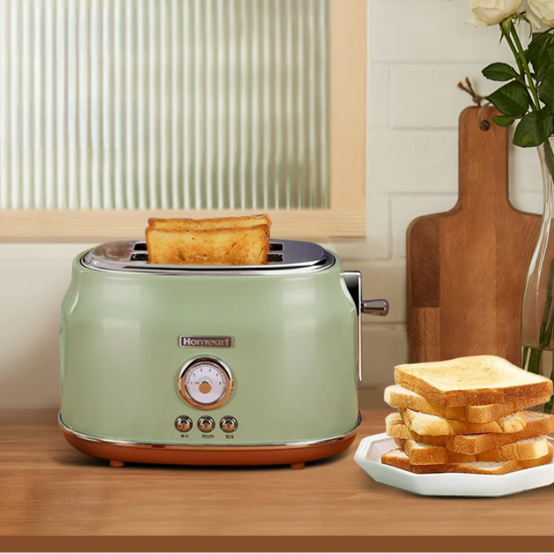 

Retro Western Breakfast Bread Making Machine Multi-function 2 Slice Bread Toasters Wider Card Slot Design Machine for Bread