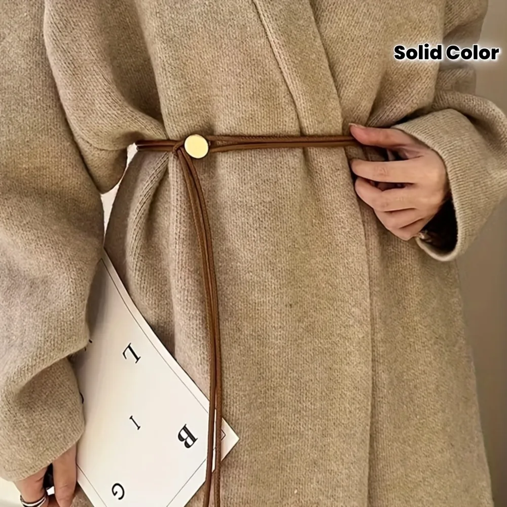 Minimalist Leather Rope Waist Belt Adjustable Thin Strap Belt Round Buckle Slim Decorative Belt Women Dresses Shirts Sweaters