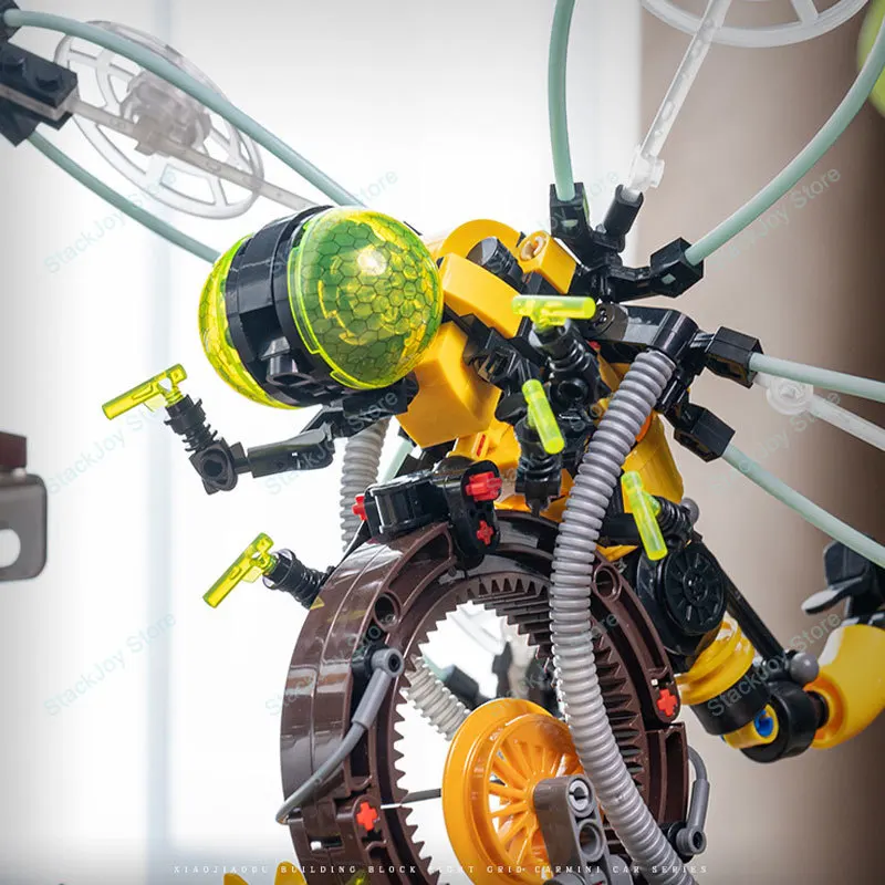 JD032 499PCS 펑크 잠자리 기계식 곤충 조립 키트 스팀펑크 스타일 조립 블록 모델 어린이용 수집품 선물