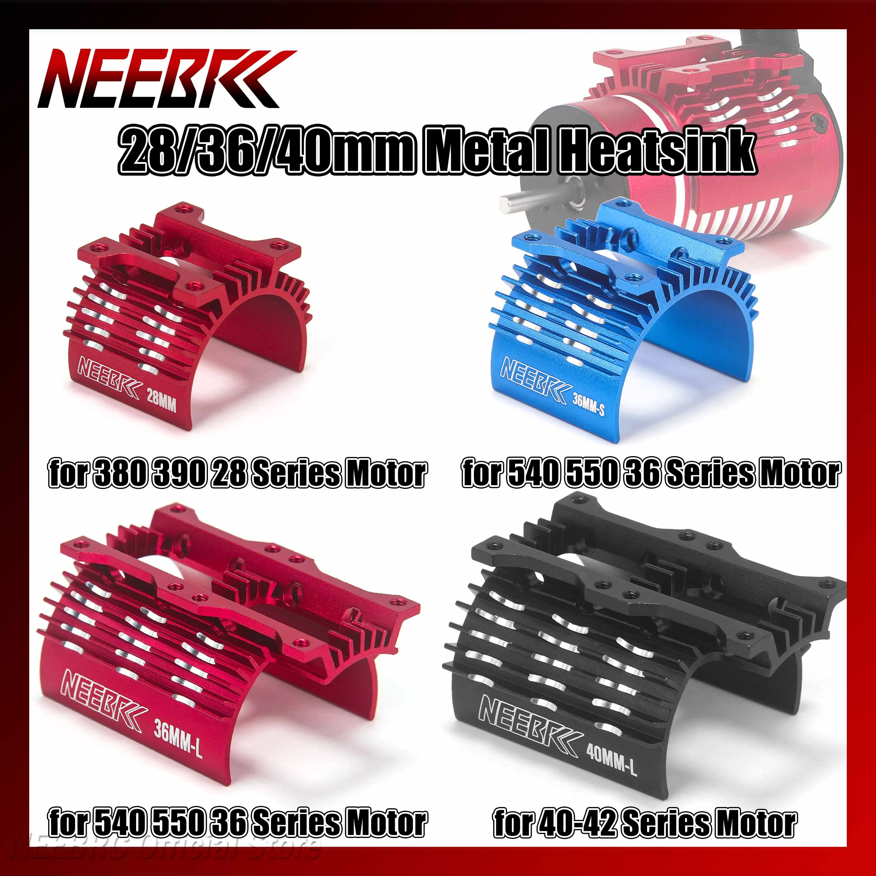 NEEBRC 28/36/40mm Metal Heatsink Cooling Cover Heat Sink for 1/8 1/10 1/12 1/16 RC Car 380 390 540 550 28 36 40-42 Series Motor