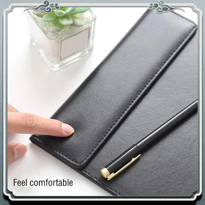 

Desktop File PU Leather Folder A4 Meeting Clipboard Office Meeting Board Clip Black Data Binder With Pen Cover 2PCS Durable