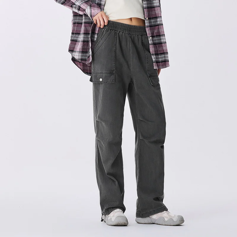 Semir Casual Pants Women Drawstring Work Pants Pure Cotton Vintage Retro Popular Cool and Stylish Straight Pants