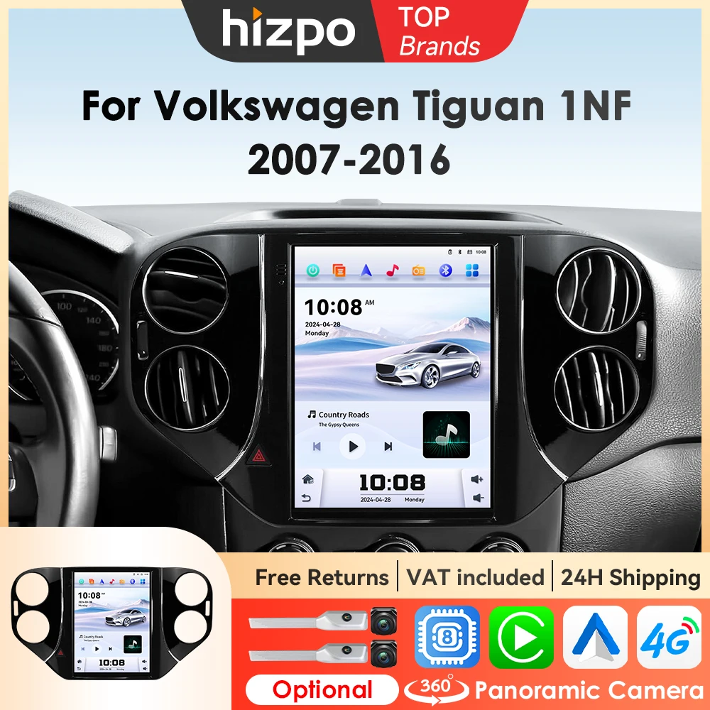 Hizpo Tesla-Style Stereos für VW Volkswagen Tiguan 1 NF 2007 2008-2012 2013 2014 2015 2016 Autoradio Multimedia GPS RDS DSP