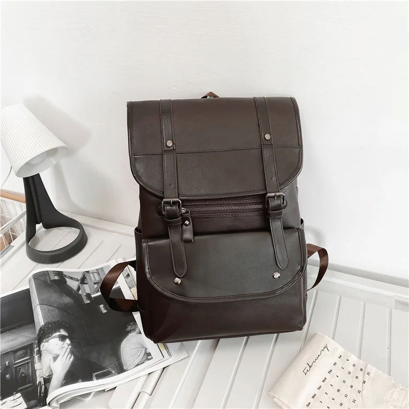 Кожаный мужской рюкзак большой емкости, деловая дорожная сумка для компьютера, повседневная водонепроницаемая дорожная сумка, простой оптовый школьный рюкзак