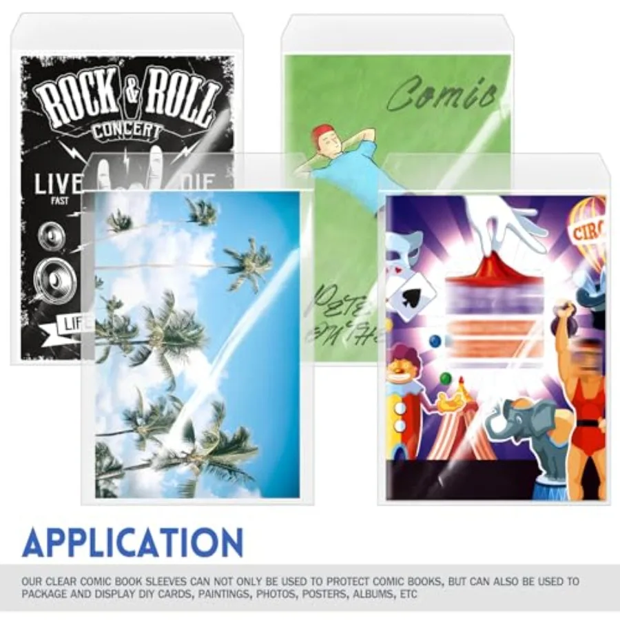 50セット 現在のサイズ コミックブックバッグとボード 再利用可能な透明コミックブックスリーブ 両面白い厚紙付き レギュラー