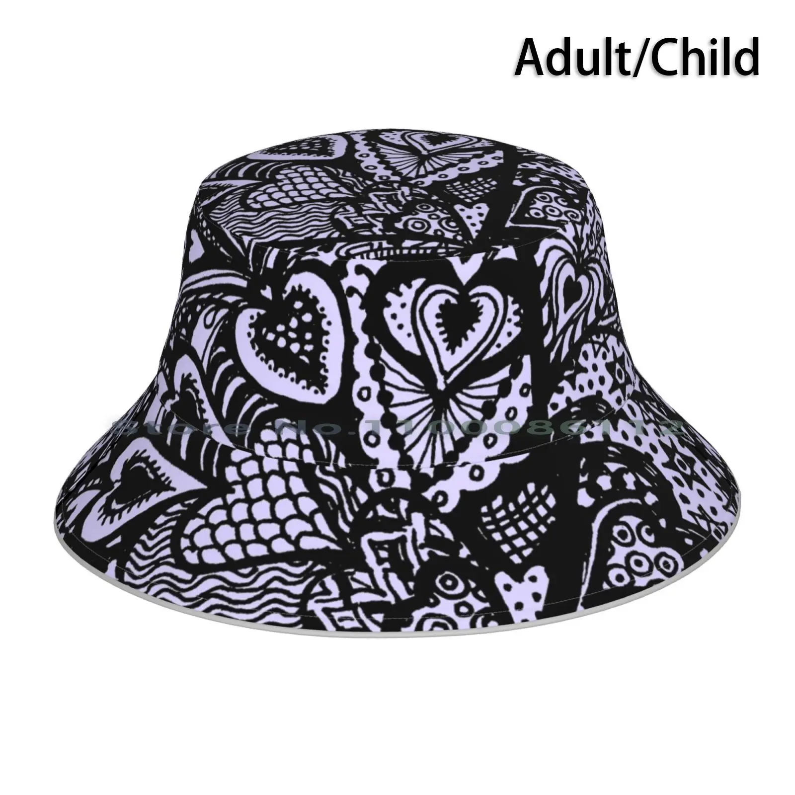 Hearts In A Square Aussie Tangle-Some Alternate Options-See Description Note Re Colour Choice Bucket Hat Sun Cap Zentangles