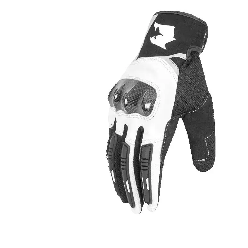 Men's and Women's Four Seasons Driving Ultra-Advanced Black/White Motorcycle Waterproof and Slip-resistant Gloves - Racing Glove