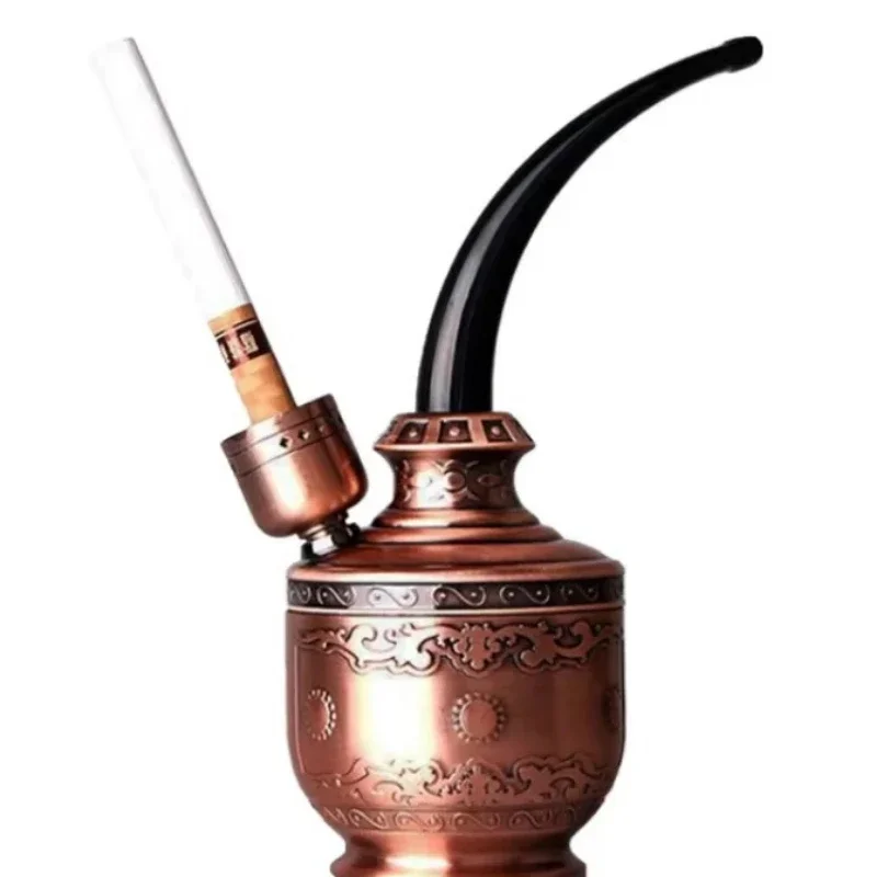 Creative Bronze Hookah Pipe Hookah Pipe Holder Portable Hookah Filter Smoke Metal Pipe Healthy Water Circulation Filter Tar Gift