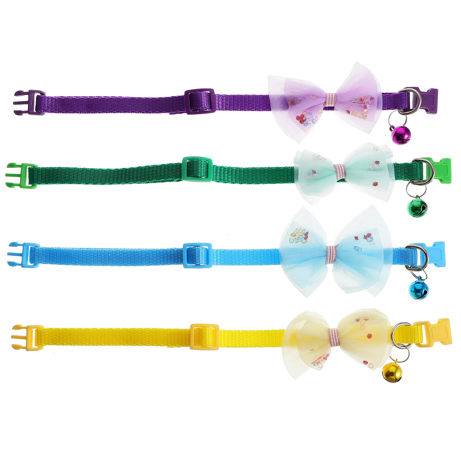 

4Pcs Cat Collars Breakaway Adjustable Bell Bow Tie Small Cat Collar Decor for Daily Life Party Use Collars for Cats