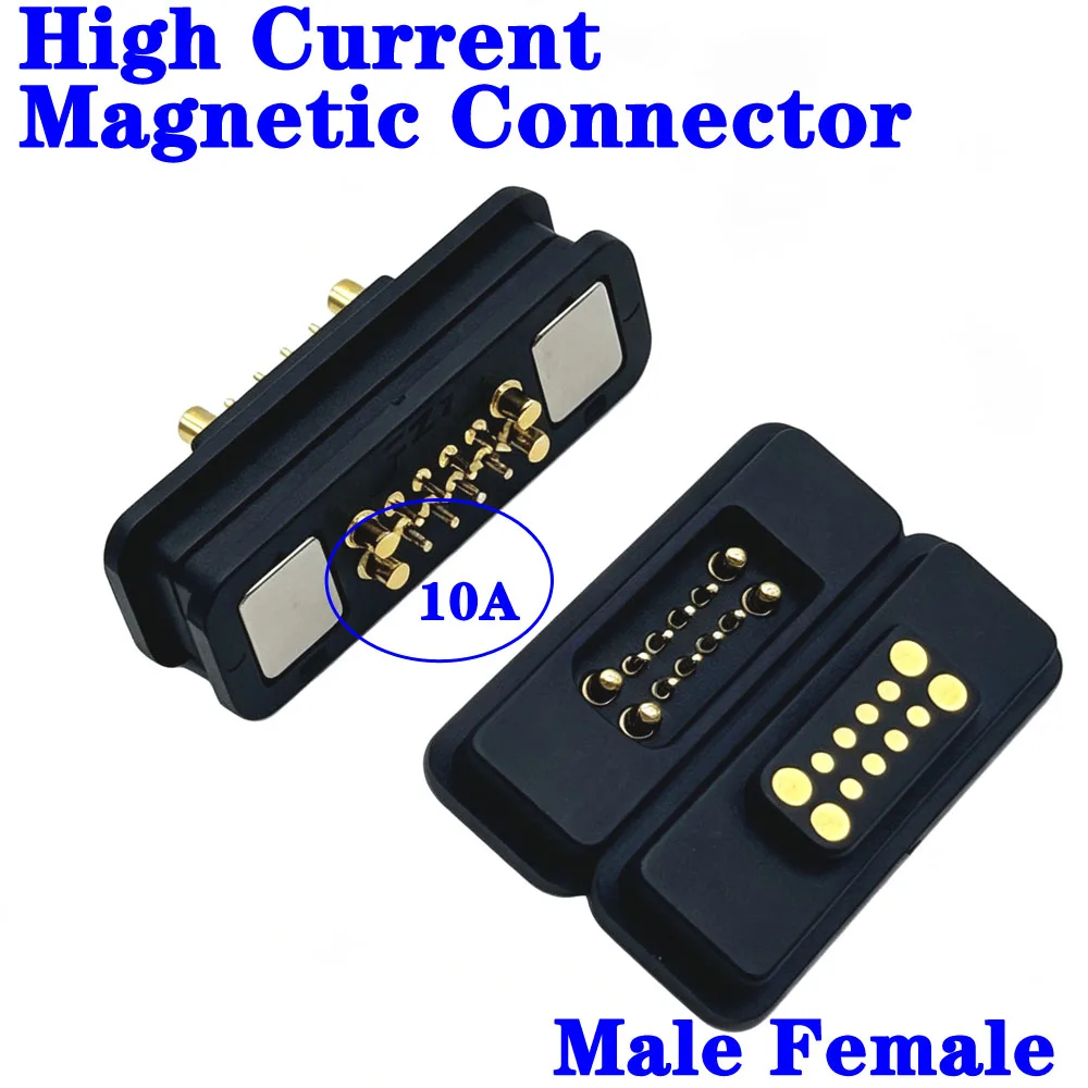 12Pin 10A High Current Magnet Suction Spring Pogo Pin Connector Male Female Probe DC Power Charging Magnetic Connector