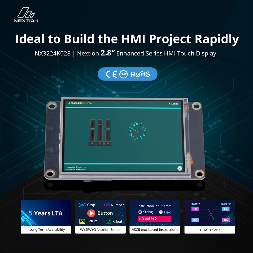 Nextion NX3224K028 2.8” Enhanced Series HMI Touch Display TFT RTP LCD Board Screen Panel Intelligent Smart USART UART Serial