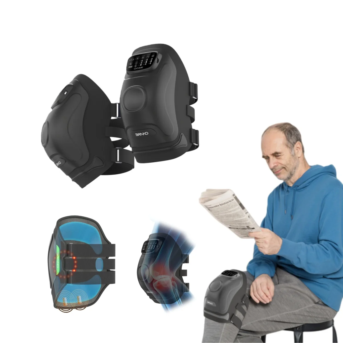 Warm Airbag Knee Massager With Vibration Cordless Heated Design 2200mAh Battery For Shoulder Elbow & Knee Pads