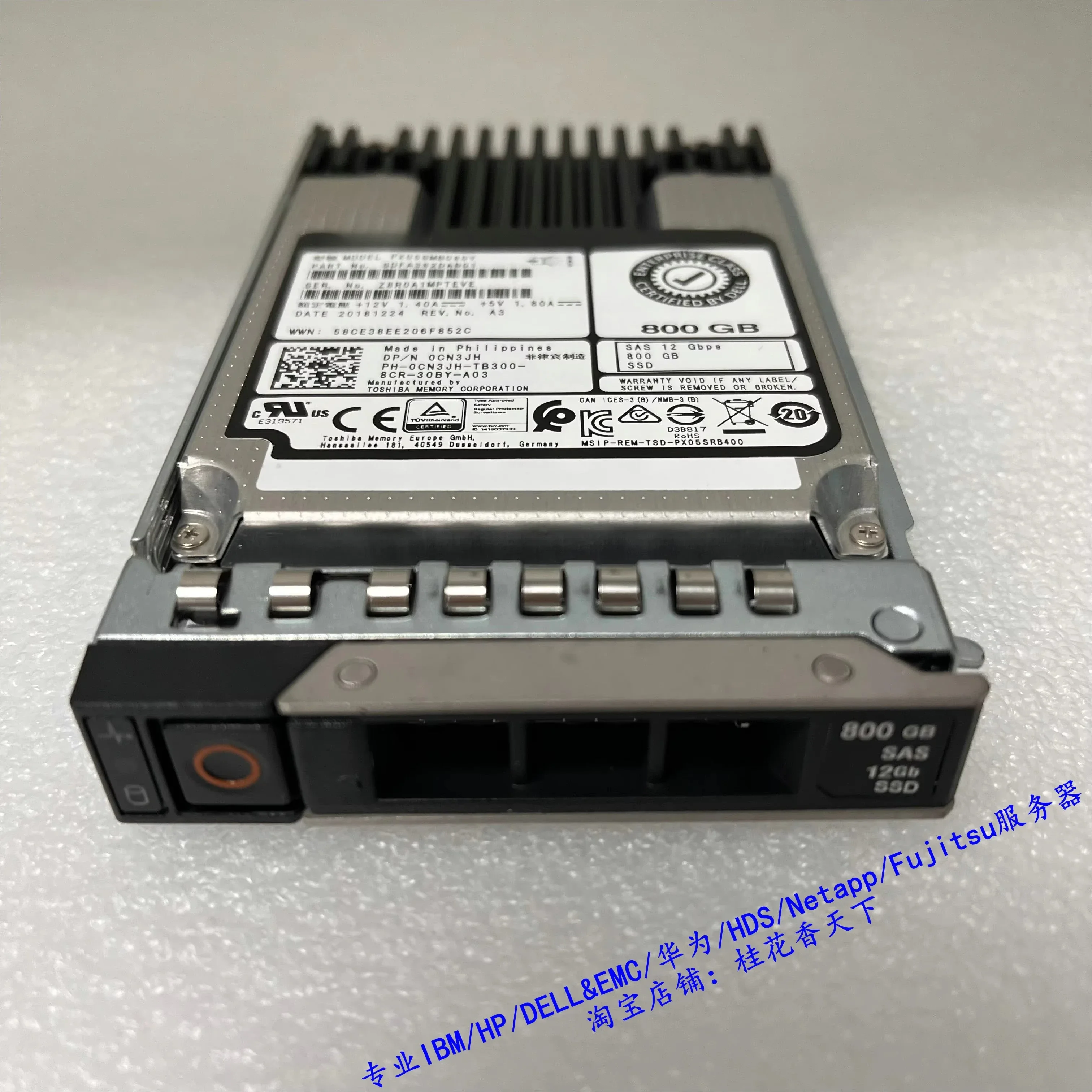 Utilizzato per Dell 800G SAS 12G SSD 0CN3JH PX05SMB080Y SSD