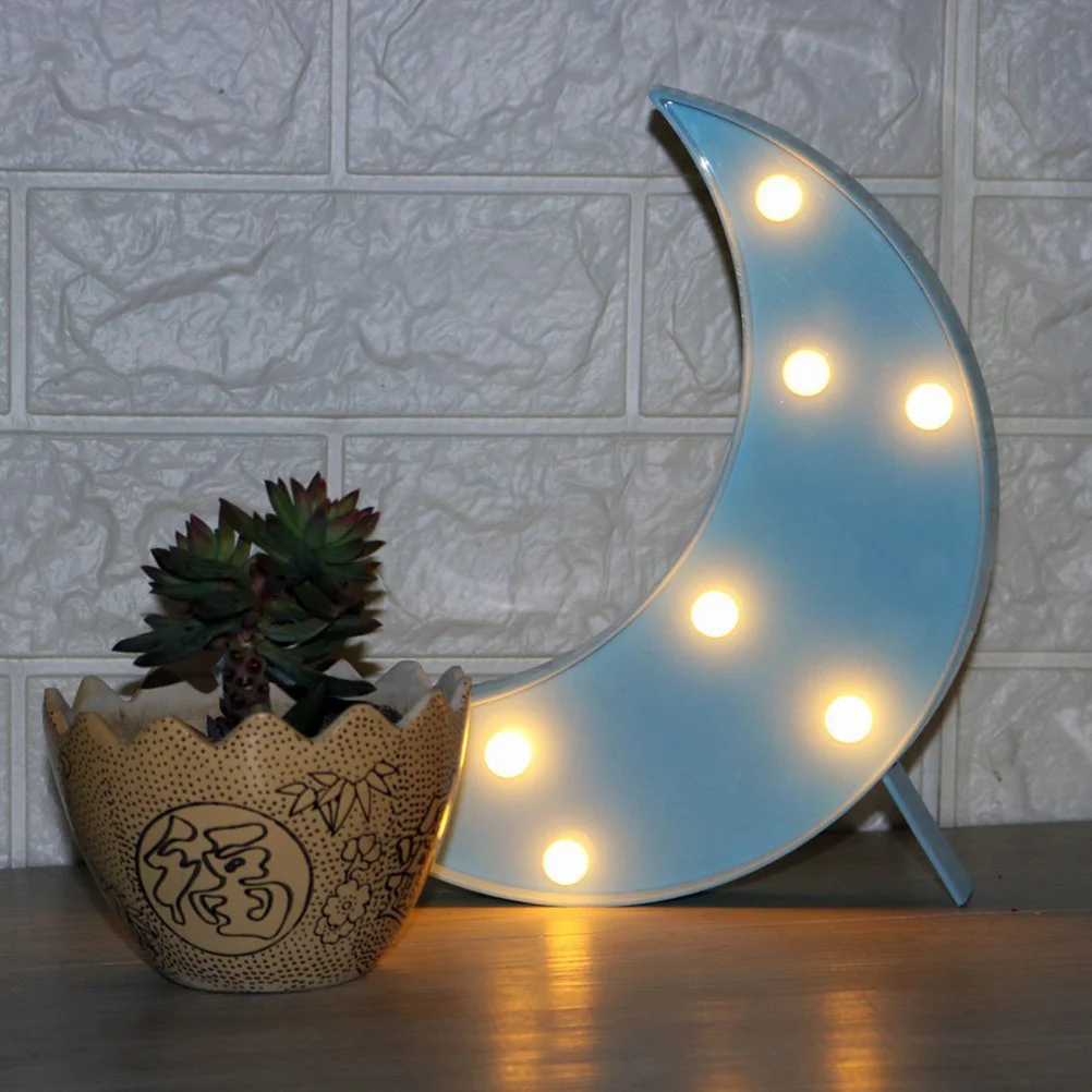 

Moon Shaped Led Light Crescent Marquee Sign Night Lamp For Home Wedding Party Decoration Blue Operated