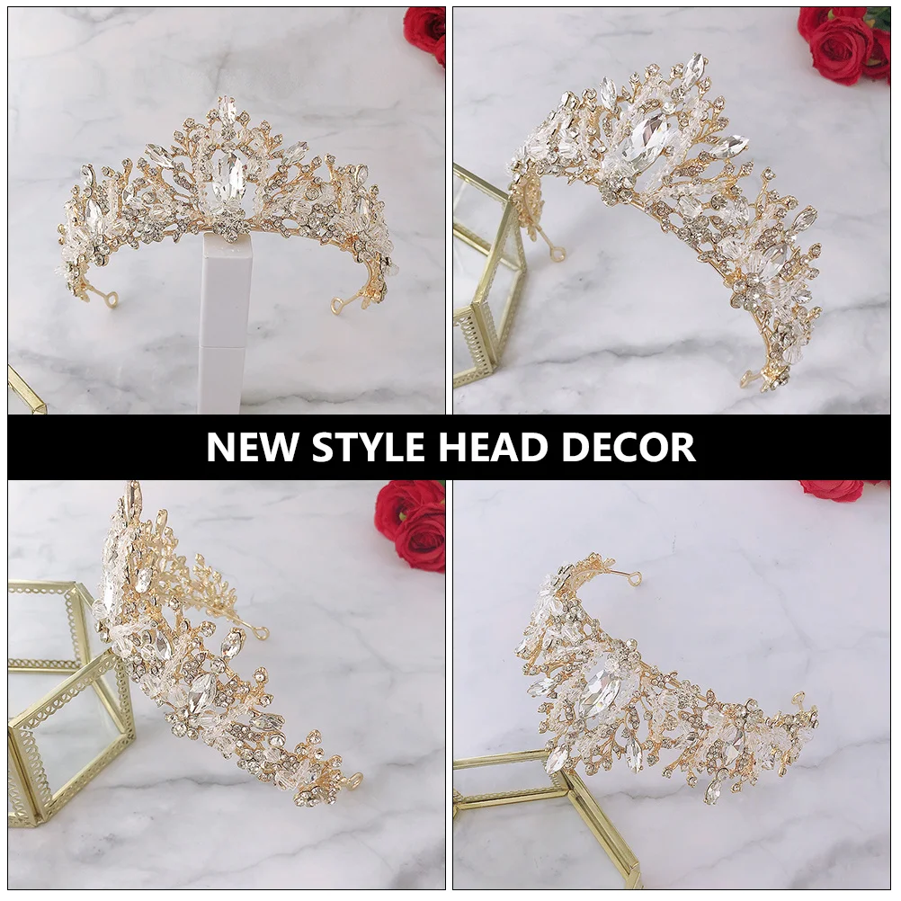 

Bride Crystal Crown Stylish Wedding Accessory Comfortable Fit Tiara Headband Bridal Headdress Fashion Bridal Crown