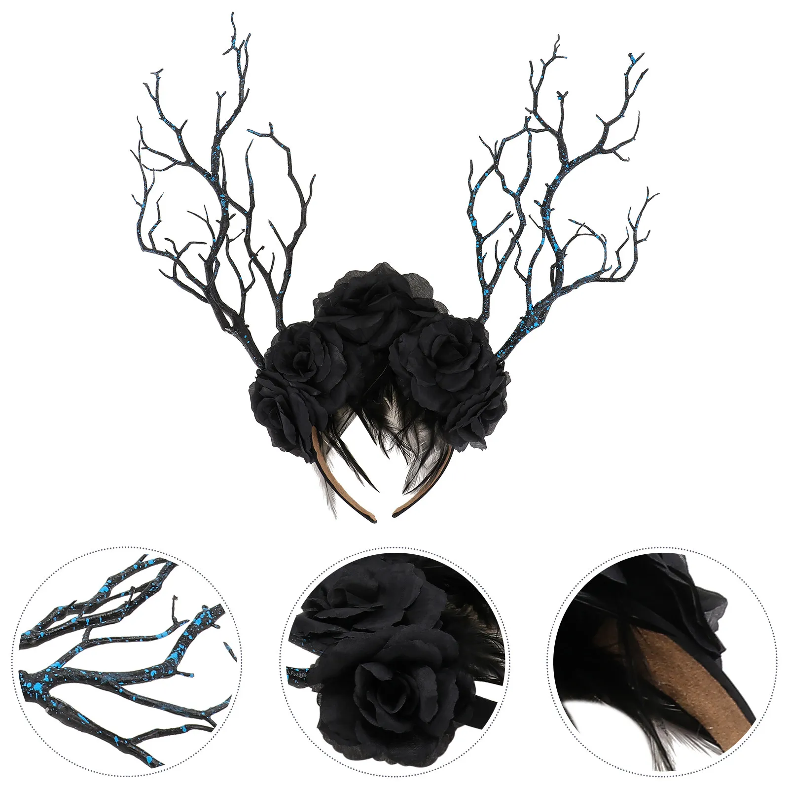 

1Pcs Black Gothic Hair Hoop Halloween Headpiece Lightweight Festive Party Headband for Cosplay Costume Decoration