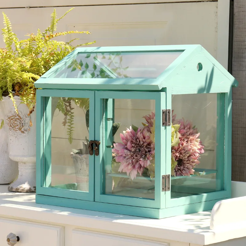 Shimala wood glass flower house flower stand flower device antifreeze plant conservatory cute decoration display hut