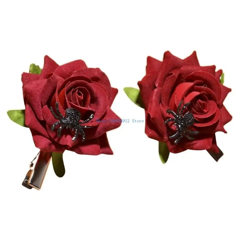 

N7YE 2Pcs Flower Hair Clips, Velvets Hair Bow, Hair Bows for Womens, Velvets Rose Hair Clip, Vintage Hair Bows Hair Barrette