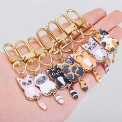 Lovely Cat portachiavi Cartoon Wagging Tail Kitty portachiavi ciondolo animale in metallo per custodia per auricolari ornamenti per borse Pet Lover Gifts