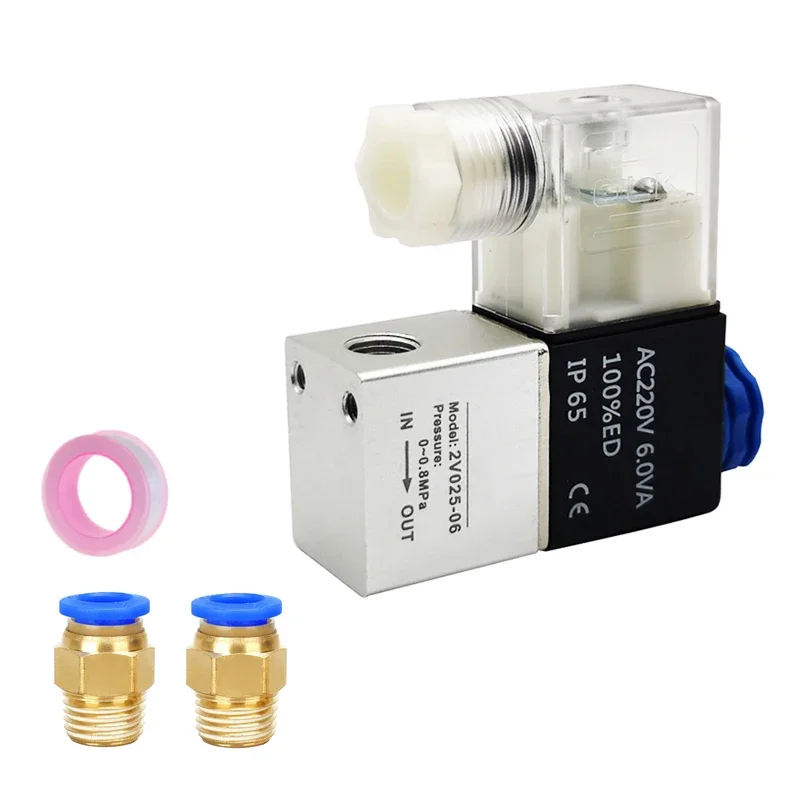 

Pneumatic Control Valve Air Solenoid Valves 2V025-06 2 Position 2 Port 1/8" Normally Closed DC12V 24V AC110V 220V