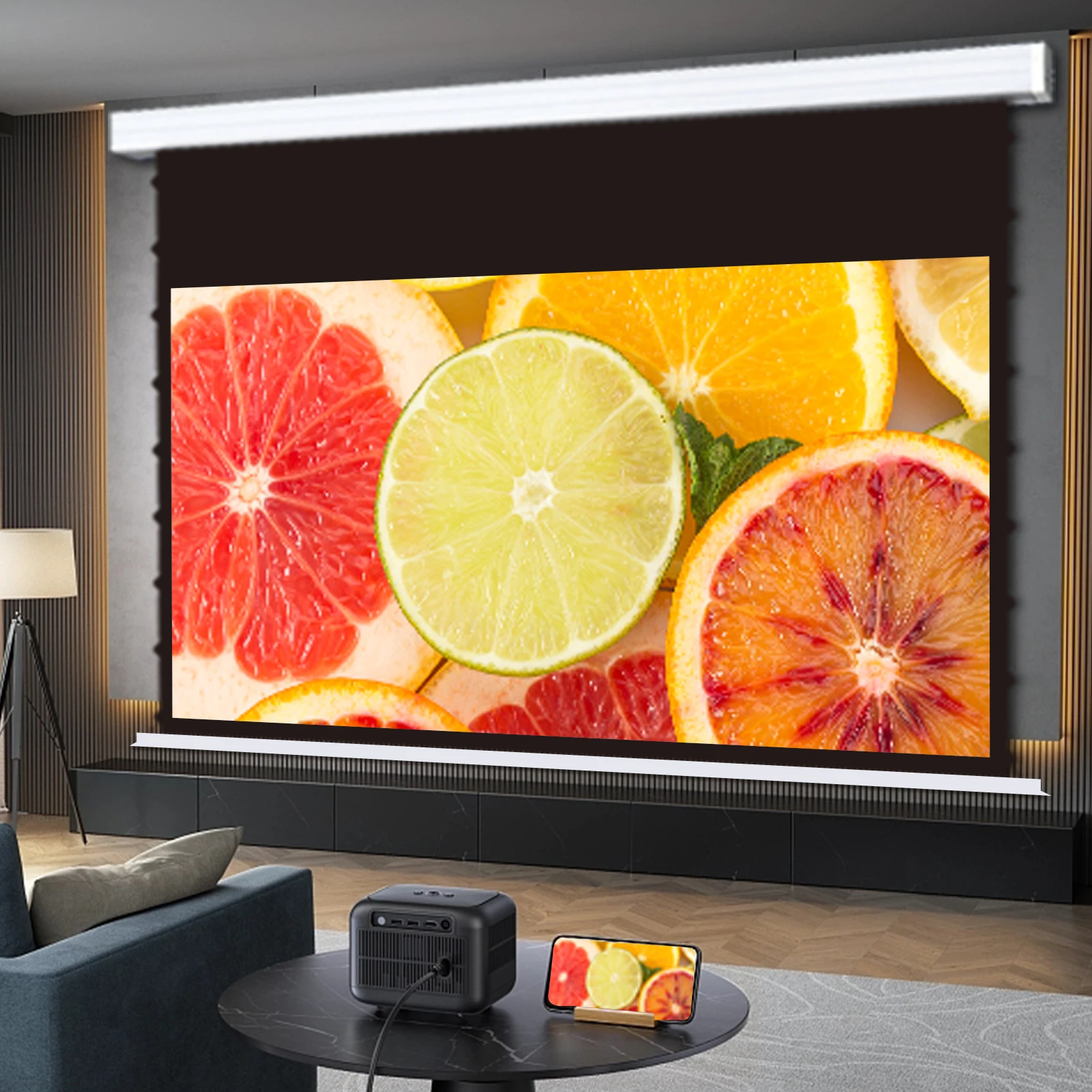 

Электрический потолочный экран ALR 4K с моторизованным натяжением, 150 дюймов, для домашнего кинотеатра, с функцией подавления внешнего освещения