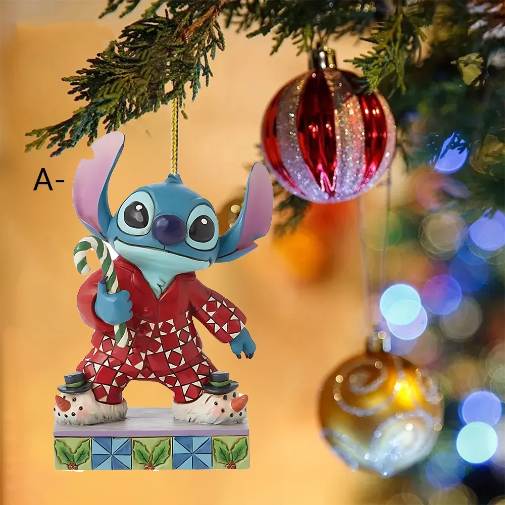 Disney Lilo & Stitch Dolls Ornaments Anime 2D Acrylic Flat Hanging Christmas Tree Decoration Pendants Home Decor Kids Toys Gifts