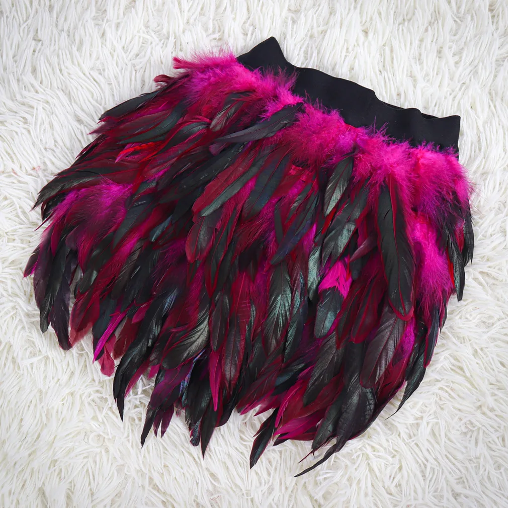 Irregular Dance Skirt Gothic Festival Carnival Party Dance Summer Women's Fashion Feather Skirt Bar Jazz Multi-color Short Skirt