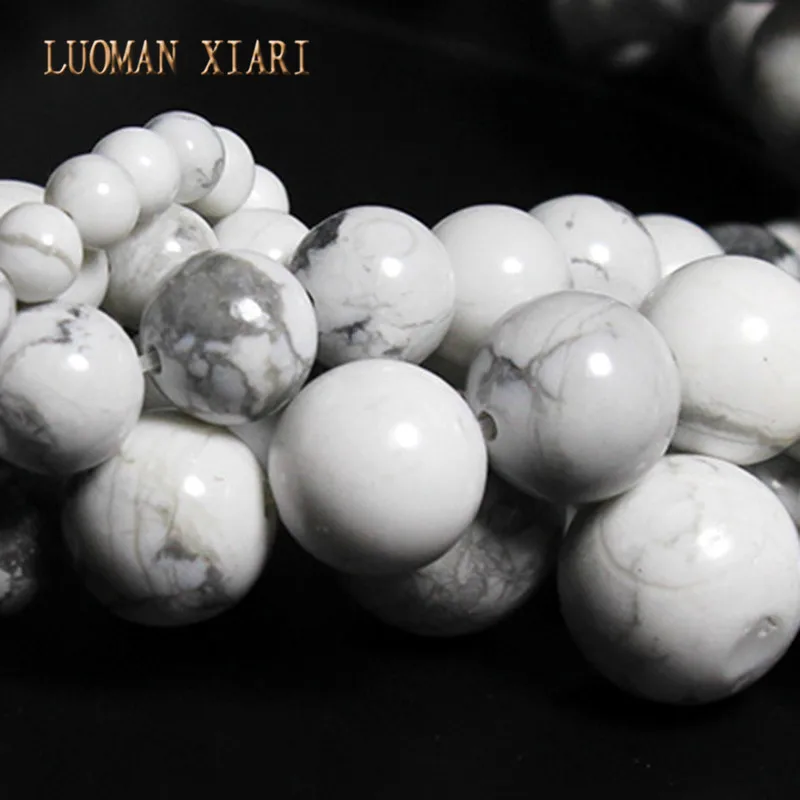 Natural Stone White Howlite Turquoise Loose Round Spacer Beads For Jewelry Making  DIY Necklace Bracelet Accessories 2-14MM 15\'\'