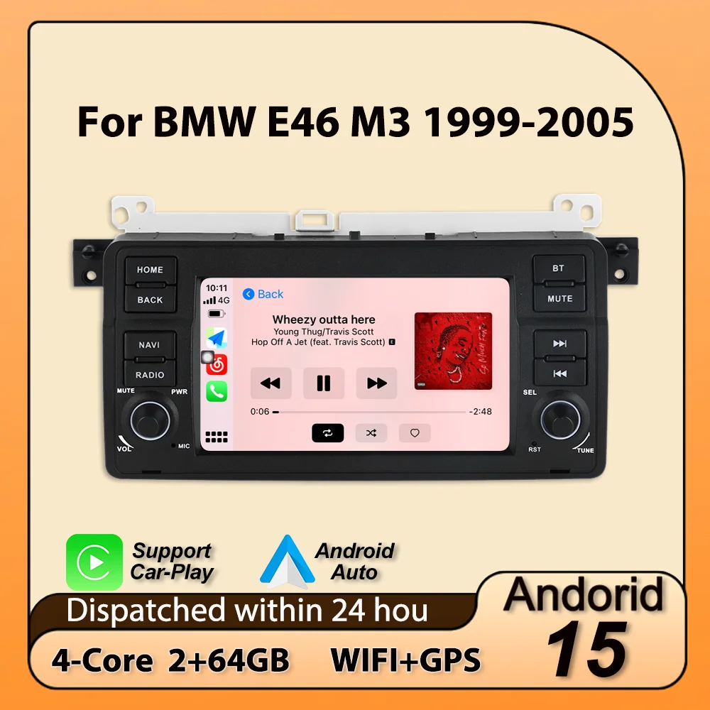 For BMW E46 M3 318/320/325/330/335 Rover 75 Coupe Android 15 Carplay Car Radio Central Multimedia Intelligent car audio system