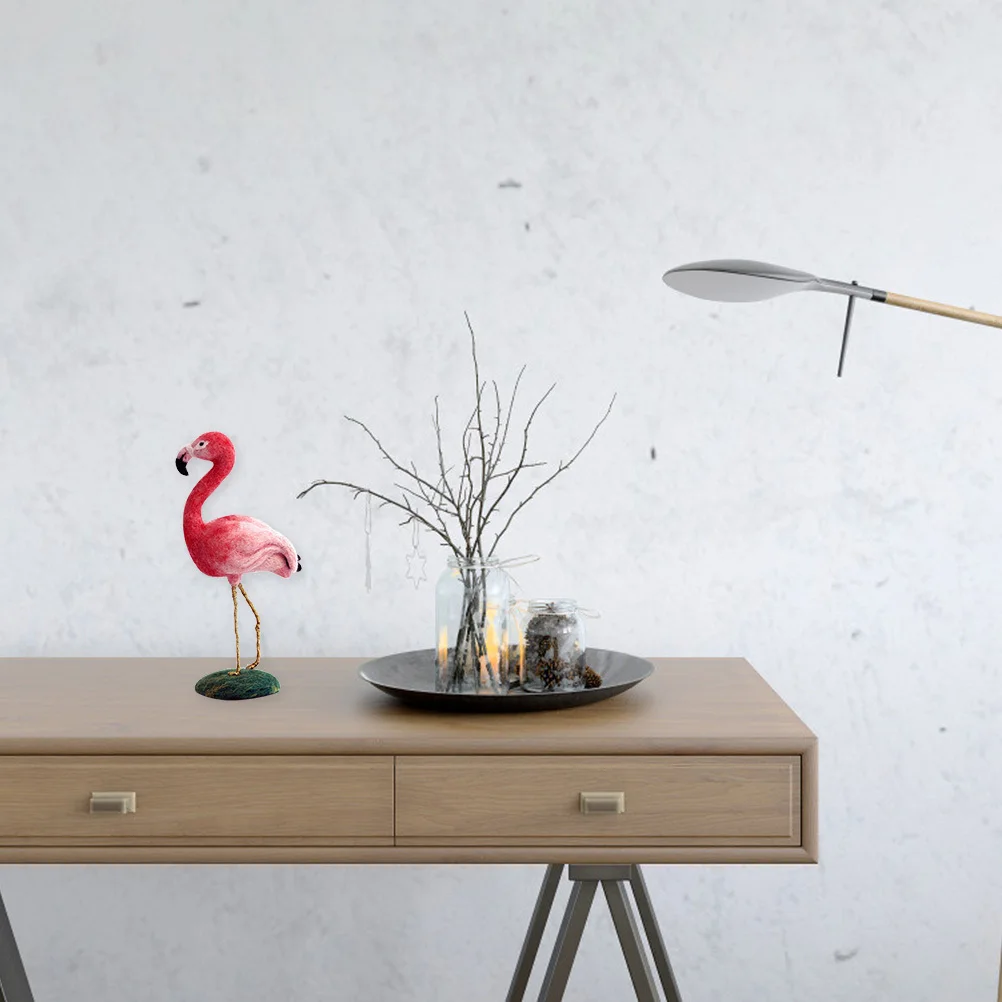 

1Set Wool Felt Flamingo Material Pack DIY Cartoon Animal Felting Kit for Kids Creative Handmade Craft Project Bright Color