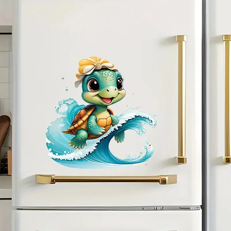 Turtle Leisure Surfing Decal Bedroom Entryway Living Room Home Decoration Wall Stickers, Waterproof Vinyl Toilet Car Stickers