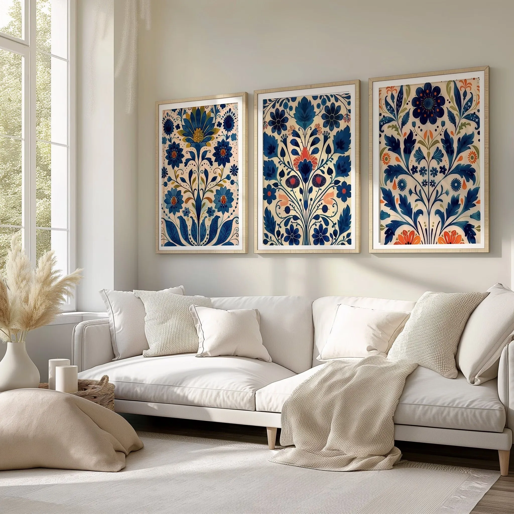Retro Scandinavian Art Floral Canvas Print Nordic Norwegian Folk Wall Art Posters for Modern Living Room Office Cafe Home Decor - Image 2