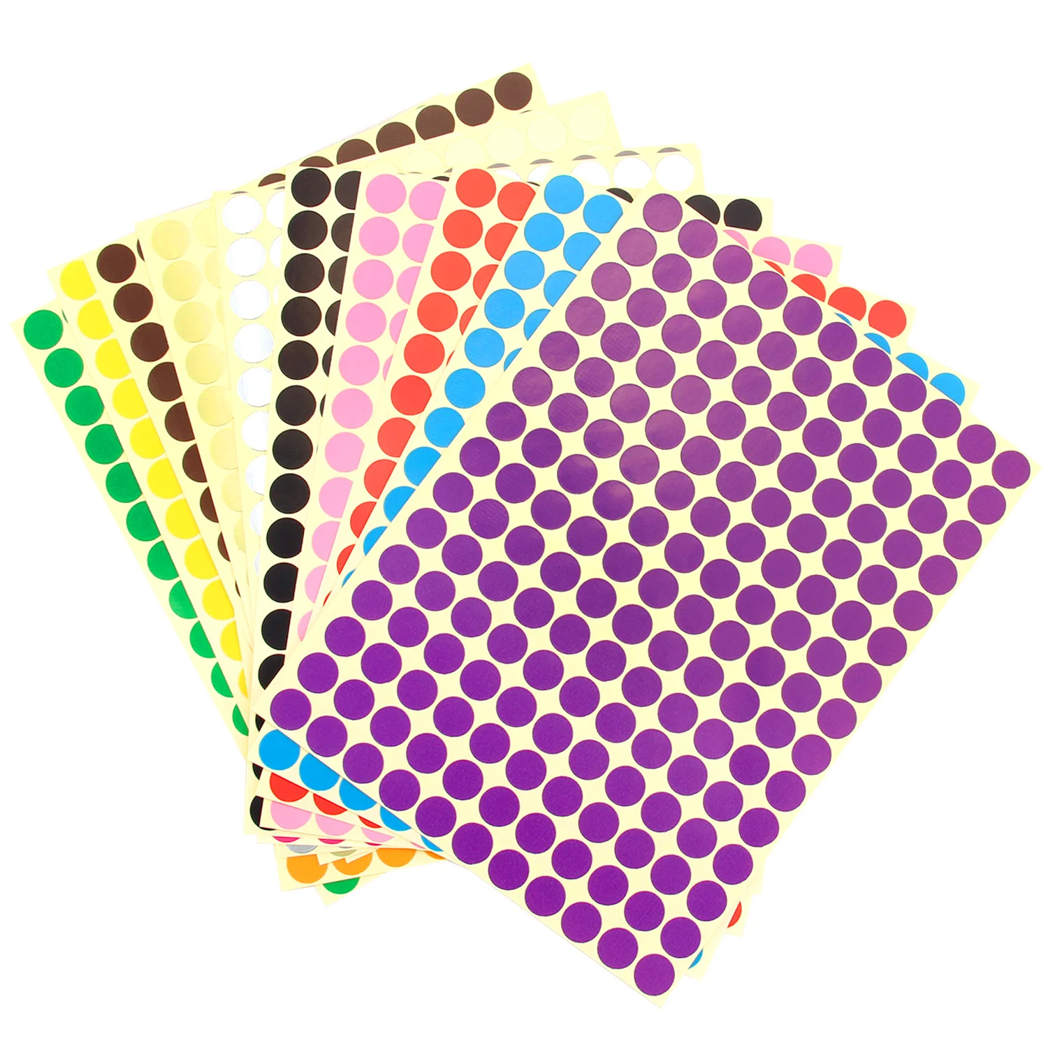 14 Sheets Multicolor Coding Round Dot Labels Stickers for Crafts Making Notes Marks Playing Games Circle Removable Label Sticker