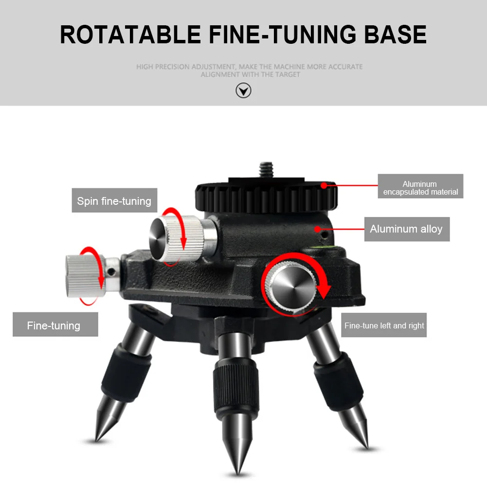 Pracmanu-Trépied de niveau laser à rotation réglable, support rapide, base pour interface de 1/4 pouces