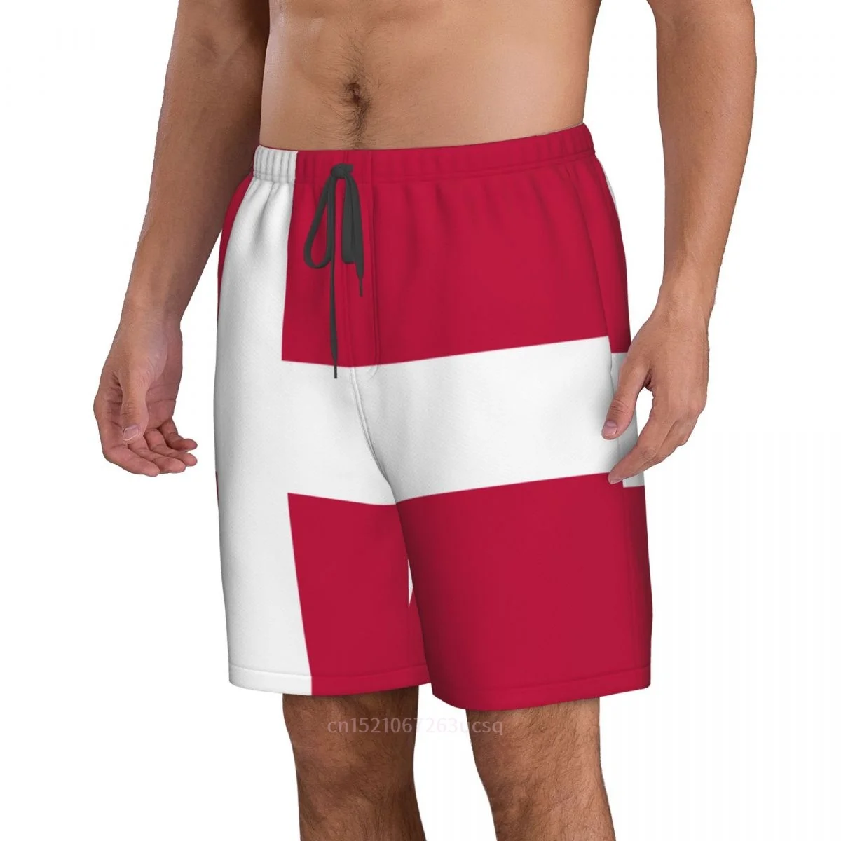 2023 Summer Polyester Denmark Country Flag 3D Printed Men's Board Shorts Beach Pocket Running Summer Pants