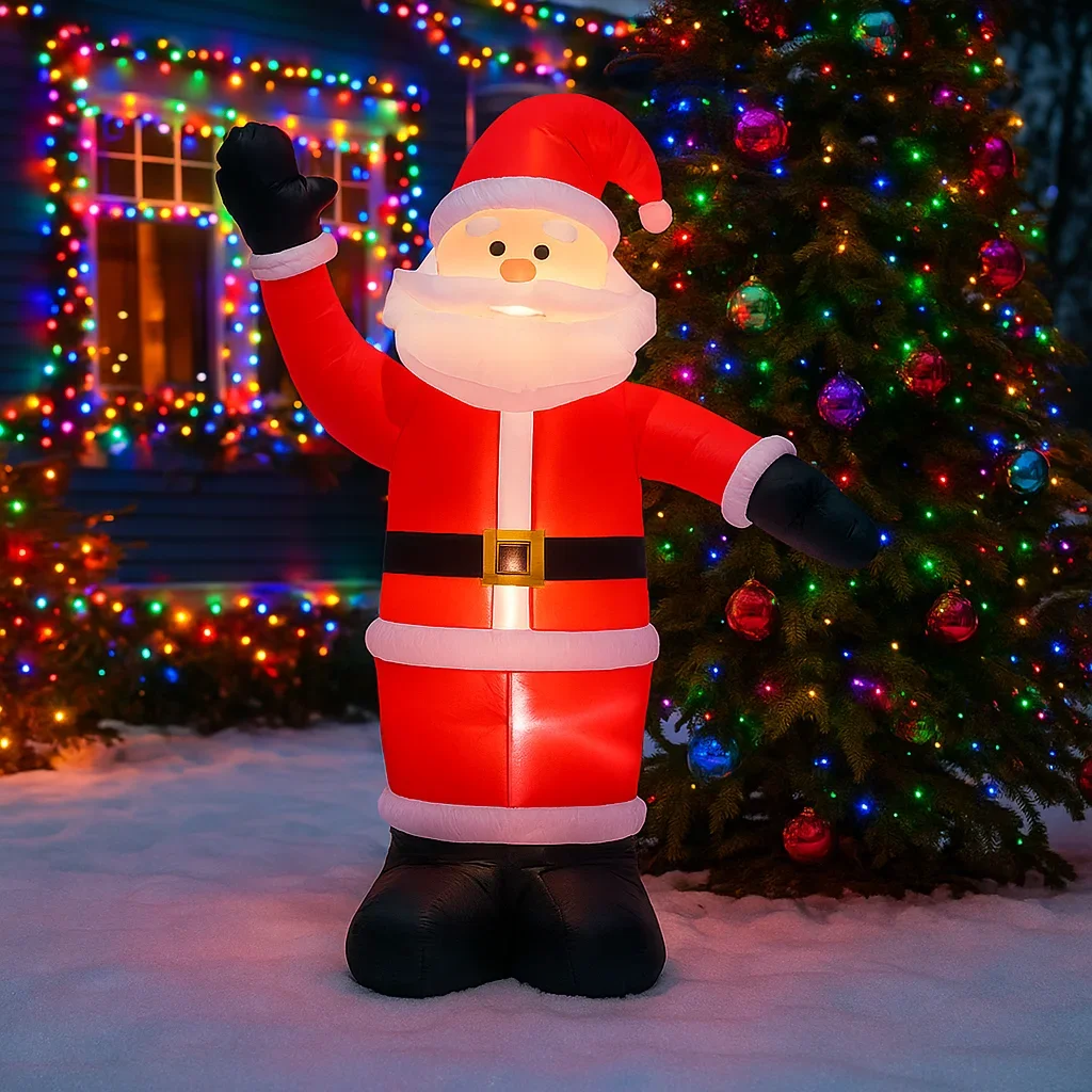 2.4 متر/7.8FT نفخ سانتا كلوز الديكور في الهواء الطلق LED أضواء ديكورات المنزل اللعب ساحة عيد الميلاد الحلي عطلة لوازم الديكور