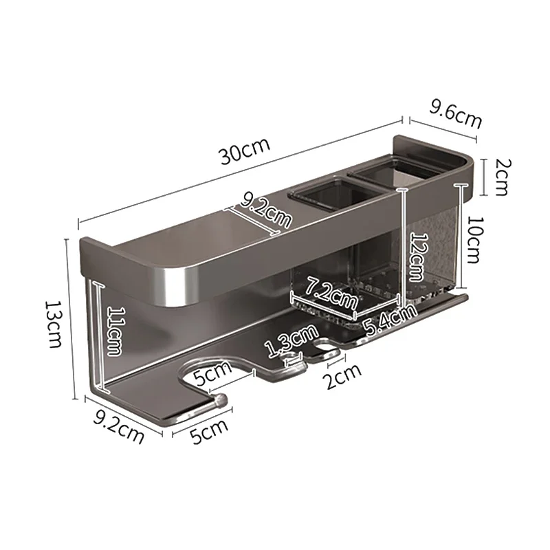 Soporte para secador de pelo de aleación de aluminio, organizador de almacenamiento para el baño, estante de pared para el baño, sin perforación