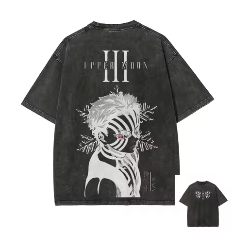 Demon Slayer Vintage T-Shirt Akaza Distressed Cotton Tee Men Women Oversized Comfort Fit Streetwear Unisex Cosplay Gift Anime