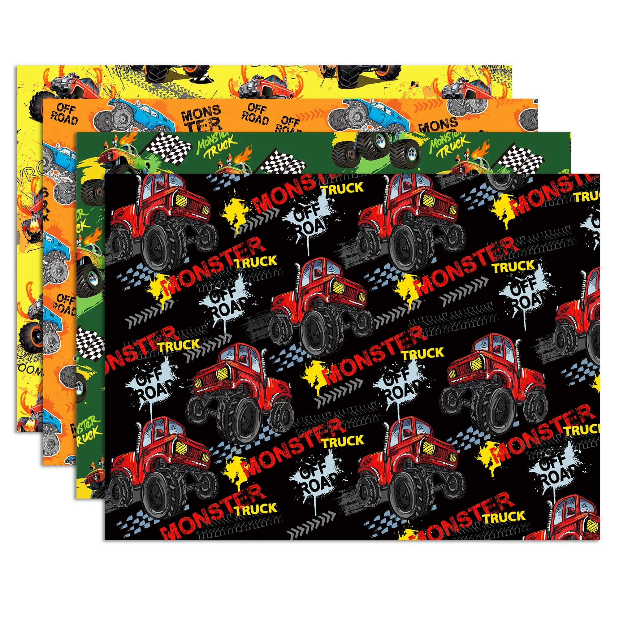 12 stücke Cartoon Monster Truck Geschenk Geschenk papier Geburtstag Wrapper Dekoration Baby party Party Handwerk präsentiert Packpapier – Detail 3