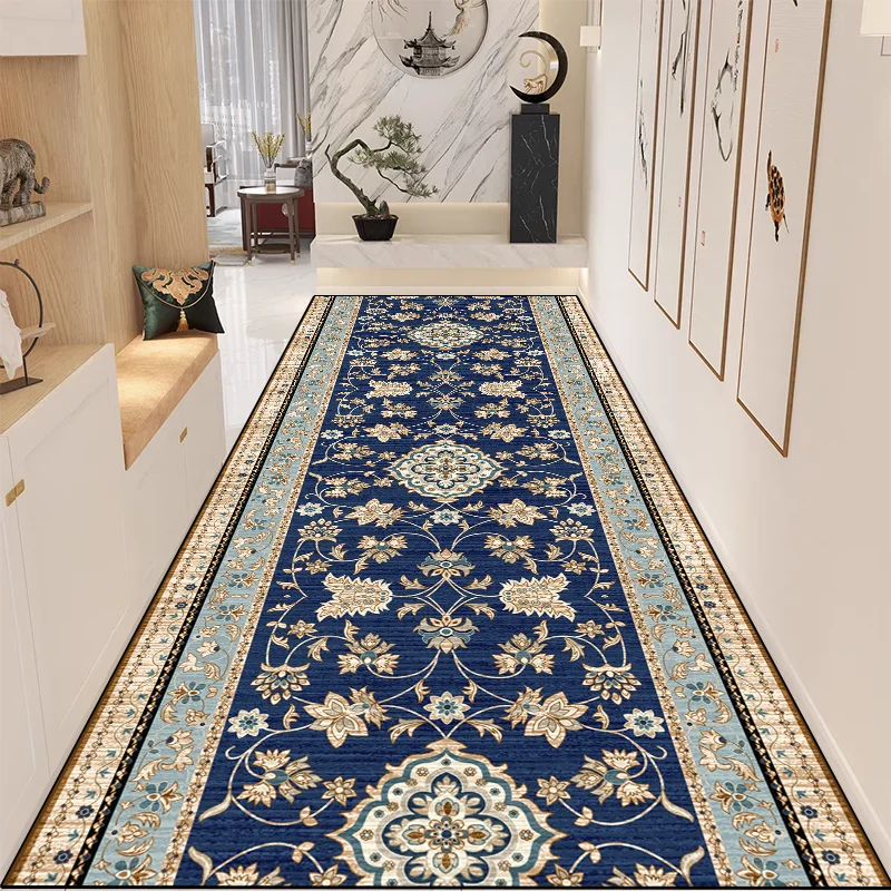 VIKAMA جديد الصينية الرجعية السجاد الطويل عدم الانزلاق ارتداء مدخل الممر الحديثة زن الفضاء الكلمة حصيرة ديكور المنزل