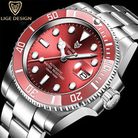 LIGE New Mens Watches Automatic Mechanical Tourbillon Clock Fashion Sport Diving Watch for Men Waterproof Luminous Watch Men