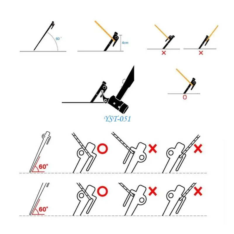 Piquets tente professionnels E15A, clous tente d'extérieur durables, piquets tente robustes adaptés Camping, jardin,