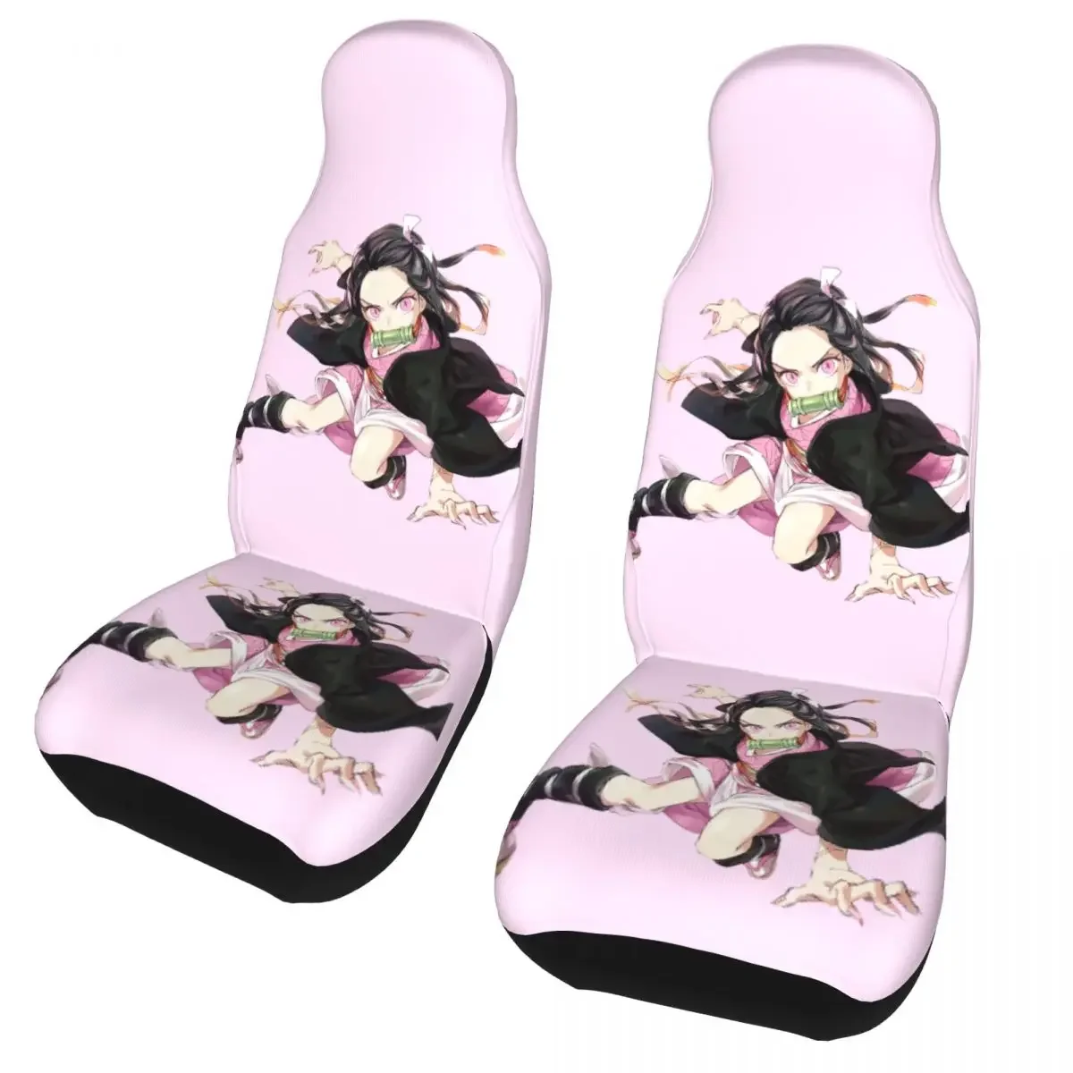 Nezuko Kamado Pink Demon Slayer Universal Car Seat Cover Auto Interior For SUV Seat Covers Polyester Car Styling