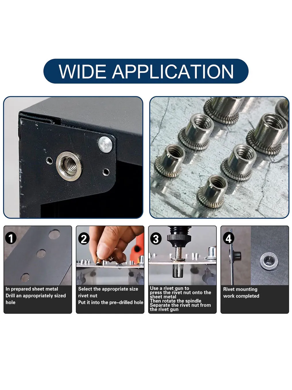 50pcs 180pcs 235pcs Metric Rivet Nuts Assortment kit 304 Stainless Steel Flat Head Rivet Nuts Set M3 M4 M5 M6 M8 M10