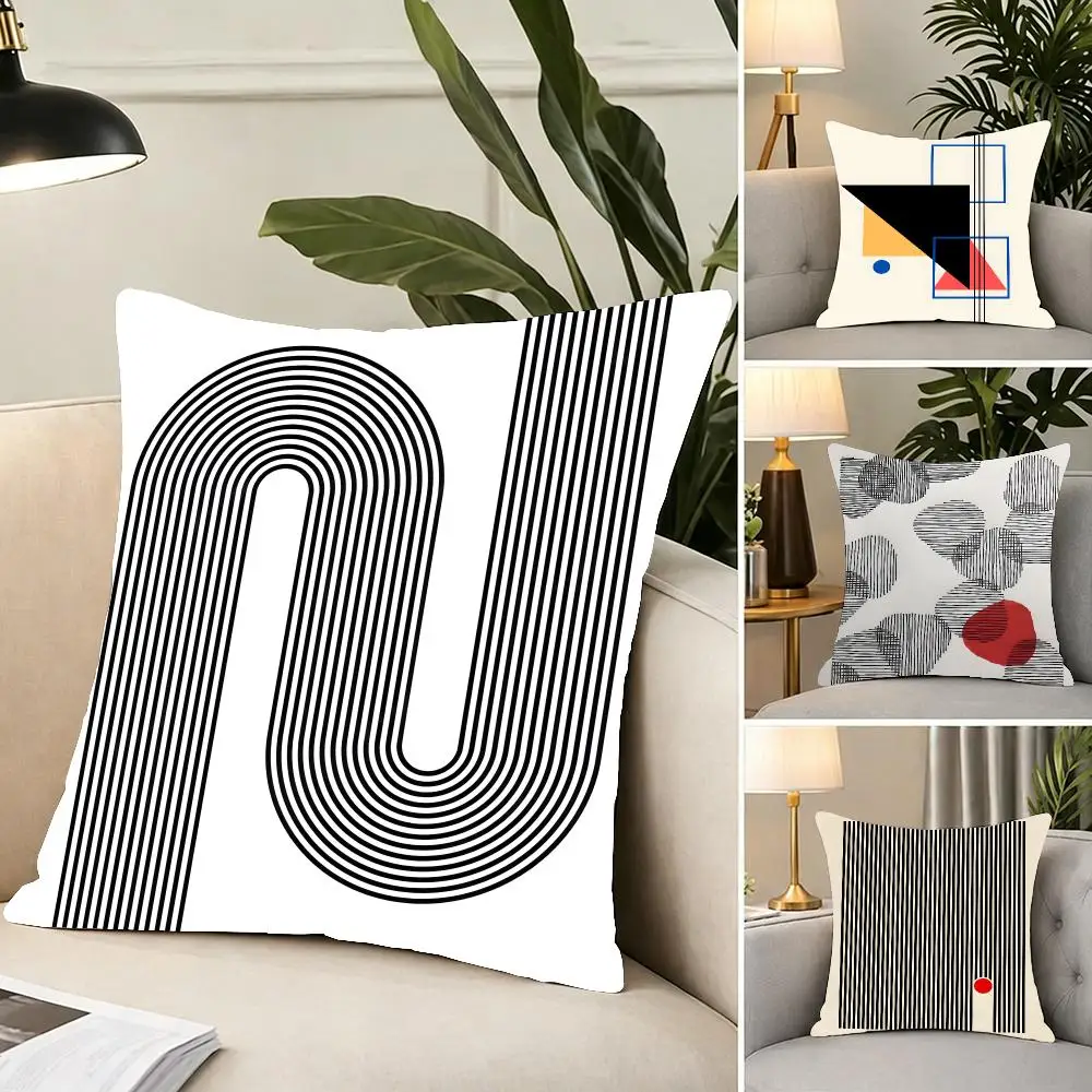 Art Design Creative Abstract Line Cushion Cover Portable floor cushion for travel Yoga Minimalist text 2way tricot