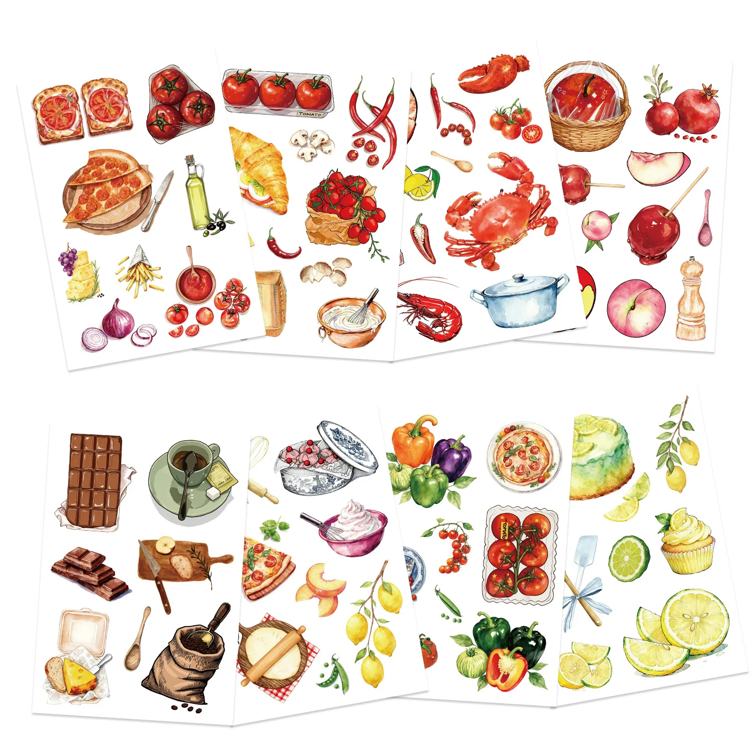 8/16/24 قطعة لغز ملصق الكرتون الغذاء جعل الوجه ملصق DIY بها بنفسك الحرف اليدوية مقاوم للماء دفتر القرطاسية ملصق