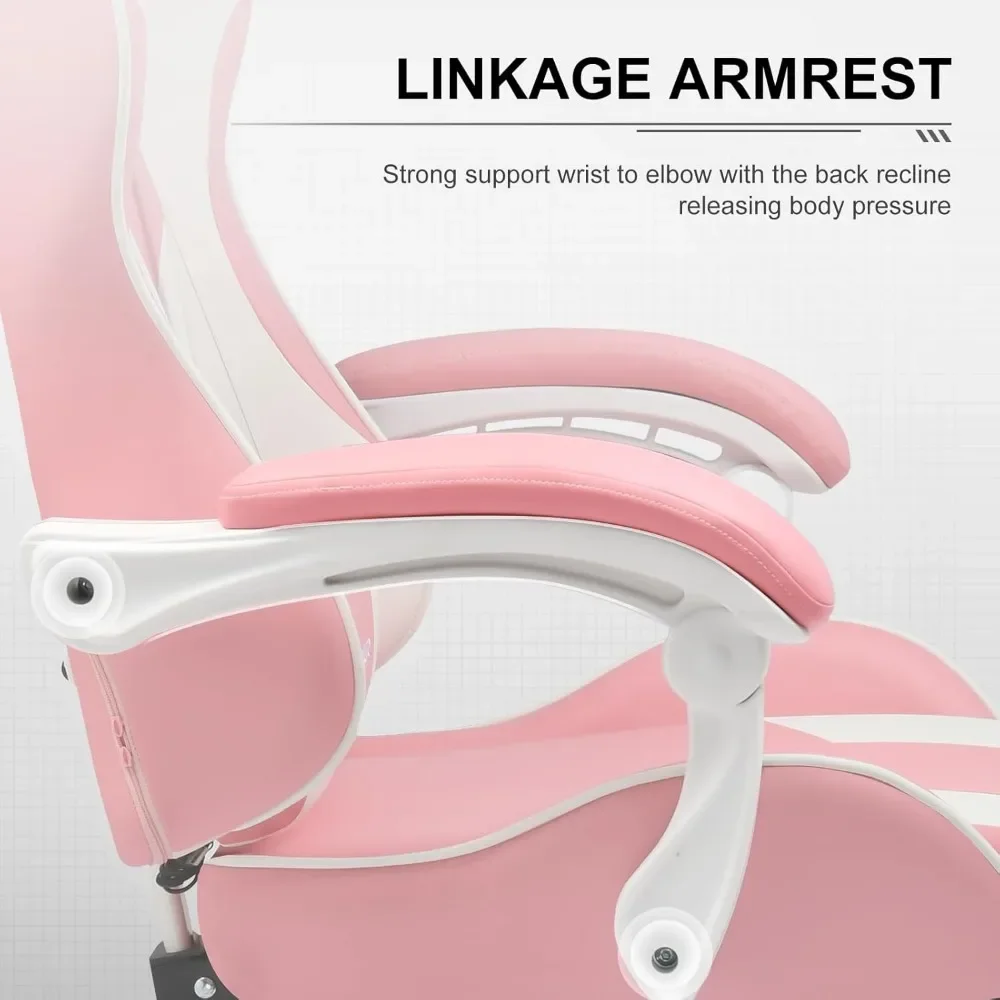 Gaming Chair,Computer Chair with Footrest and Lumbar Support, Height Adjustable Game Chair with 360°-Swivel Seat and Headrest